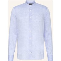 OLYMP SIGNATURE Olymp Signature Leinenhemd Tailored Fit Mit Stehkragen blau