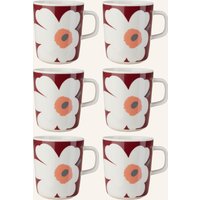 Marimekko Marimekko 6er-Set Henkelbecher Oiva/Unikko rot