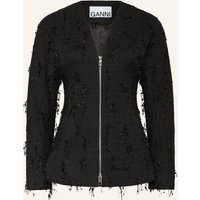 Ganni Ganni Tweed-Blazer schwarz