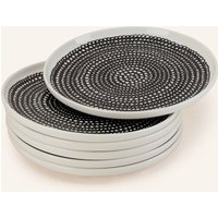 Marimekko Marimekko 6er-Set Dessertteller Oiva/Siirtolapuutarha schwarz
