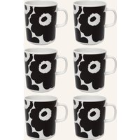 Marimekko Marimekko 6er-Set Henkelbecher Oiva/Unikko schwarz
