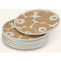 Marimekko Marimekko 6er-Set Dessertteller Oiva/Unikko beige