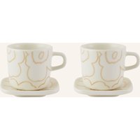Marimekko Marimekko 2er-Set Kaffeetassen Oiva/Piirto Unikko Mit Untertassen weiss