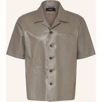 ARMA Arma Resorthemd Cave Comfort Fit Aus Leder grau