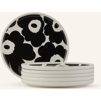 Marimekko Marimekko 6er-Set Dessertteller Oiva/Unikko schwarz
