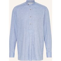 Johann & Johanna Johann & Johanna Trachtenhemd Comfort Fit Aus Flanell Mit Stehkragen blau