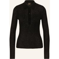 Boss Strick-Poloshirt Fuganel schwarz