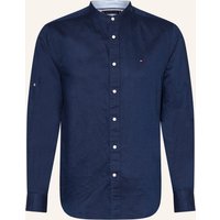 Tommy Hilfiger Tommy Hilfiger Hemd Regular Fit Mit Leinen Und Stehkragen blau