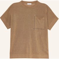 BRUNELLO CUCINELLI Strickshirt Aus Leinen Mit Schmucksteinen braun