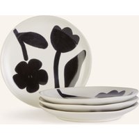 BROSTE COPENHAGEN Broste Copenhagen 4er-Set Dessertteller Flora weiss