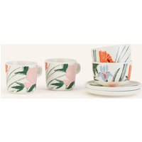 Marimekko Marimekko 6-Tlg. Set Oiva/ Puutarhakutsut: Henkelbecher, Teller Und Müslischalen weiss