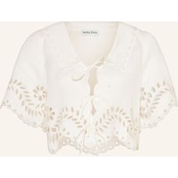 MALINA Cropped-Bluse Estela Aus Lochspitze Mit Leinen weiss