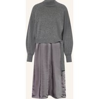 Boss Set Flalina: Pullover Mit Cut-Out Und Satinkleid grau