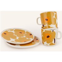 Marimekko Marimekko 4-Tlg. Set Oiva/ Unikko: Henkelbecher Und Dessertteller orange