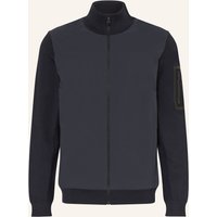 Boss Strickjacke Momentum Im Materialmix Mit Merinowolle blau