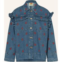 FARM RIO Farm Rio Jeansjacke Flower Embroidered Mit Rüschen blau