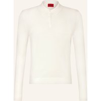 HUGO Strick-Poloshirt San Pippo Slim Fit weiss