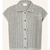 HEMISPHERE Hemisphere Strickweste Look Mit Cashmere Und Glitzergarn grau