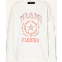 grace Grace Sweatshirt Mit Schmucksteinen weiss