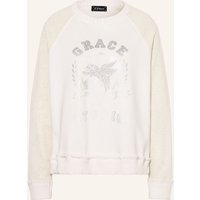 grace Grace Sweatshirt Mit Schmucksteinen weiss