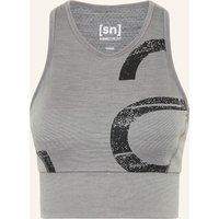 Super.Natural Super.Natural Cropped-Funktionstop Capital Logo Mit Merinowolle grau