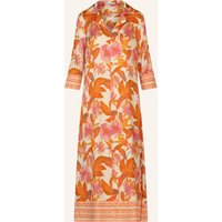 mint & mia Mint & Mia Langes Bedrucktes Viskose Satin Kleid orange