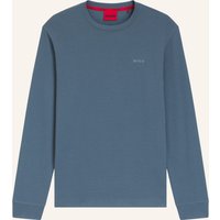 HUGO Pyjama-Oberteil Austin Ls Shirt Regular Fit blau
