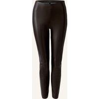 Oui Leggings In Lederoptik braun