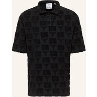 carlo colucci Carlo Colucci Oversize Poloshirt Mit Frotteeinsätzen Echner schwarz
