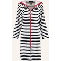 Cawö - Damen Bademantel kurz Kapuze RV 1244 - Farbe: schwarz-weiß - 96 - M