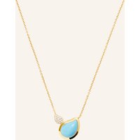 TAMARA COMOLLI Tamara Comolli Halskette Necklace Signature 2 Drops Turquoise / Diamond Pavé 18k Gelbgold gold