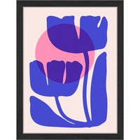 Liv Corday Liv Corday Wandbild Blaue Blumenillustration Mit Rahmen schwarz