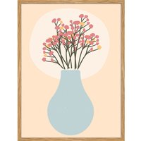 Liv Corday Liv Corday Wandbild Minimalistischer Blumenstrauß Mit Rahmen weiss