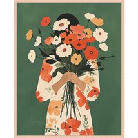 ANY IMAGE Any Image Wandbild Blumen Auf Grün Mit Rahmen braun