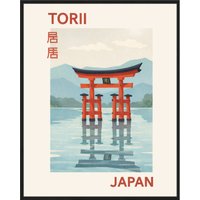 Liv Corday Liv Corday Wandbild Torii, Japan Mit Rahmen schwarz