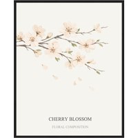 Liv Corday Liv Corday Wandbild Kirschblüte, Florale Komposition Mit Rahmen schwarz