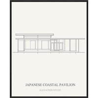 Liv Corday Liv Corday Wandbild Japanischer Küstenpavillon Mit Rahmen schwarz