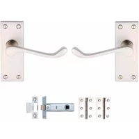 Vic Scroll Latch Door Pack Satin Chrome Contract Pk3