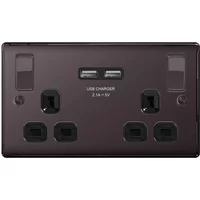 Bg Nexus 2G Switched Socket With 2Xusb Black Nickel
