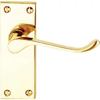 Vic Scroll Latch Door Handles Polished Brass Contract