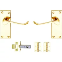 Vic Scroll Latch Door Pack Polished Brass Contract Pk3