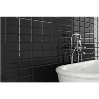 Metro Ceramic Wall Tile Gloss Black 100 X 200Mm 1M2 Pk50