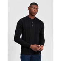 Ben Sherman Get 50% Discount on Black LongSleeve Textured Polo