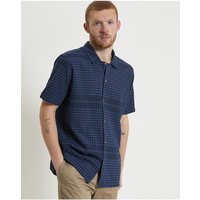 Short Sleeve Seersucker Gingham Shirt Dark