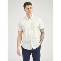 Short Sleeve Stipple Geo Print Shirt Snow White