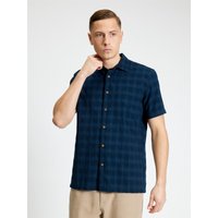 Short Sleeve Dobby Grid Check Shirt Dark