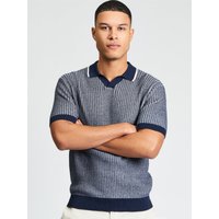 Short Sleeve Bi Coloured Textured Polo Dark