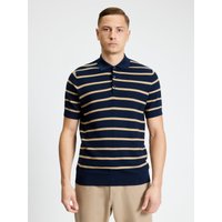 Short Sleeve Textured Stripe Polo Dark