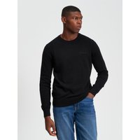 Ben Sherman Enjoy 50% Discount on Black Pique Textured Front Crew Neck Jumper