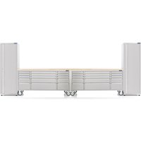 SGS 2x 72in Stainless Steel 15 Drawer Mobile Workbenches & Heavy Duty Tool Chests | 2x Tall Single Cabinets